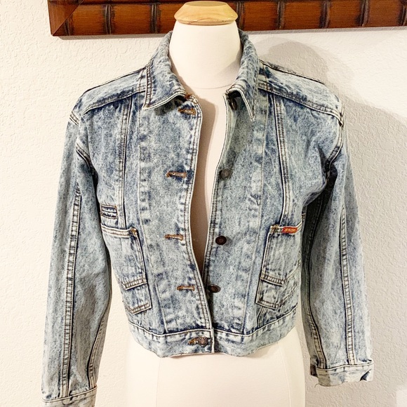 acid wash cropped denim jacket